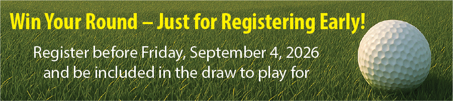 Early Bird Draw banner for the Tuscan 195 Golf Tournament 2026 supporting Shriners Children’s Hospital London Clinic